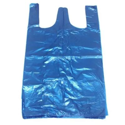 OEM Mavi Yelek Tarzı Plastik Taşıyıcı Çantaları 0.03mm Kalınlığı Büyük Plastik Mağaza Çantaları