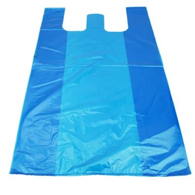 OEM Mavi Yelek Tarzı Plastik Taşıyıcı Çantaları 0.03mm Kalınlığı Büyük Plastik Mağaza Çantaları