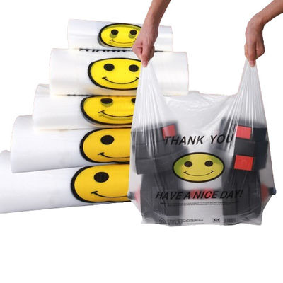 Poly Plastik Yelek Türü Taşıyıcı Çantalar Polietilen 20 - 60 Mikron Kalınlığı
