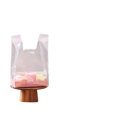 Gıda teması Poly Clear Tişört Plastik Bakkal Çantaları Polietilen Yelek Tarzı