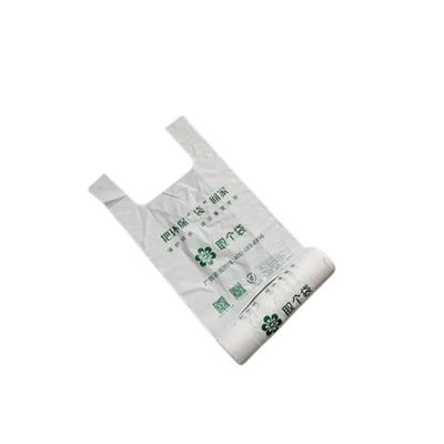 OEM Beyaz Biyodegradable Tişört Torbaları Depolama Torbaları PBAT PLA Mısır Nişastası